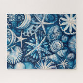 Blue Shells Beach Batik Starfish Sand Dollar Legpuzzel (Horizontaal)
