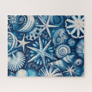 Blue Shells Beach Batik Starfish Sand Dollar Legpuzzel
