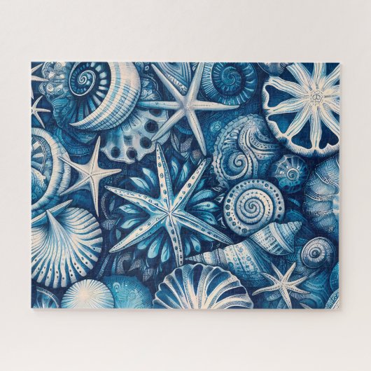 Blue Shells Beach Batik Starfish Sand Dollar Legpuzzel (Horizontaal)