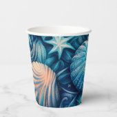 Blue Shells Beach Batik Starfish Sand Dollar Papieren Bekers (Achterkant)