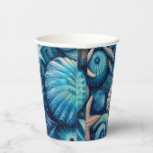 Blue Shells Beach Batik Starfish Sand Dollar Papieren Bekers (Rechts)