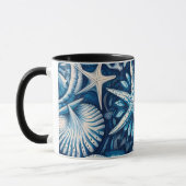 Blue Shells  Starfish Sand Dollar Nautical Theme Mok (Links)