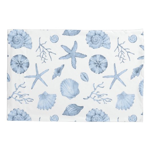 Blue Shells Waterverf Kussensloop (Achterkant)