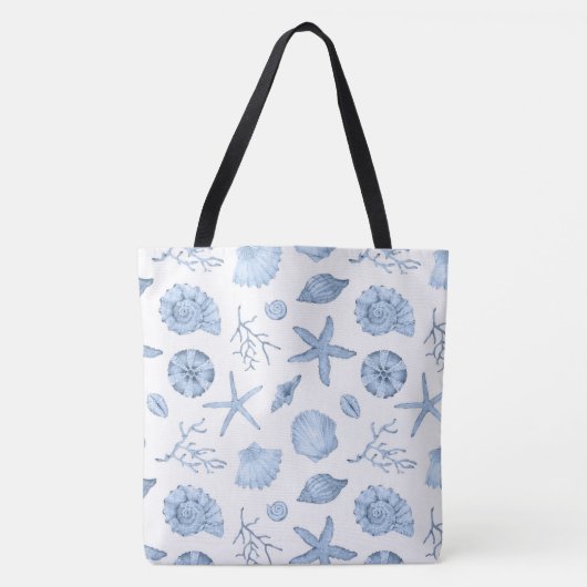 Blue Shells Waterverf Tote Bag (Voorkant)