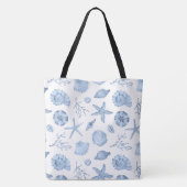 Blue Shells Waterverf Tote Bag (Achterkant)