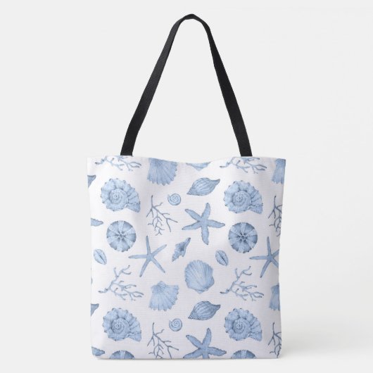 Blue Shells Waterverf Tote Bag (Achterkant)