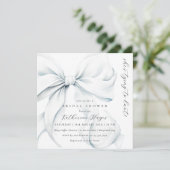 Blue She's Tying the Knot Bow Vrijgezellenfeest Kaart (Staand voorkant)