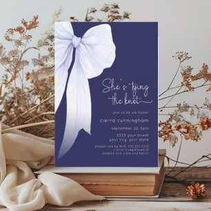Blue She's Tying the Knot Bow Vrijgezellenfeest Kaart