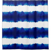 Blue Shibori Stripe Large Pattern Shower Curtain Douchegordijn (Voorkant)