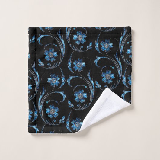 Blue Shimmer Floral 2 Bad Handdoek (Wasdoekje)