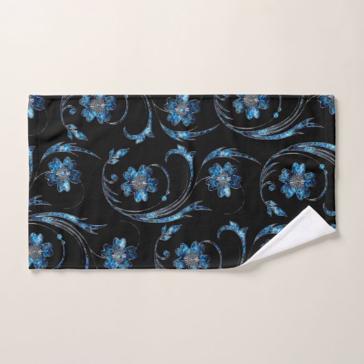 Blue Shimmer Floral 2 Bad Handdoek (Handdoek)