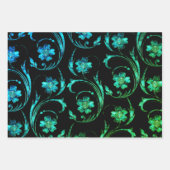Blue Shimmer Floral 2 Inpakpapier Vel (Voorkant 3)