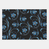 Blue Shimmer Floral 2 Inpakpapier Vel (Voorkant)