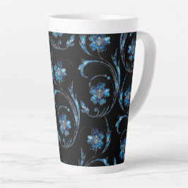 Blue Shimmer Floral 2 Latte Mok