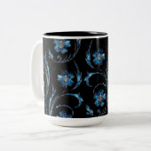 Blue Shimmer Floral 2 Tweekleurige Koffiemok (Voorkant links)
