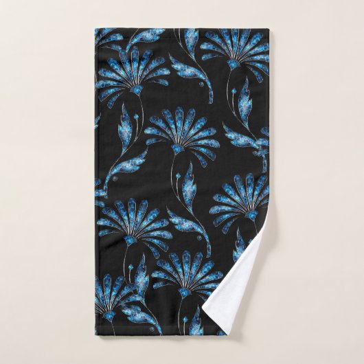 Blue Shimmer Floral Bad Handdoek (Handdoek)