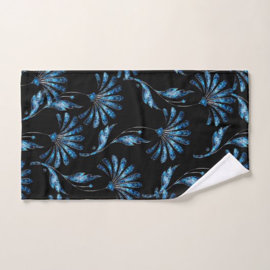 Blue Shimmer Floral Bad Handdoek (Handdoek)