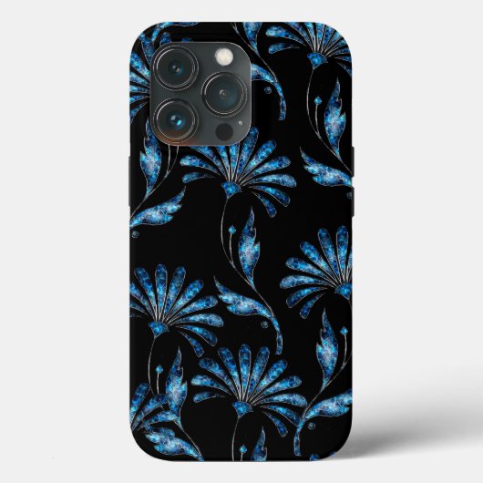 Blue Shimmer Floral Case-Mate iPhone Case (Achterkant)