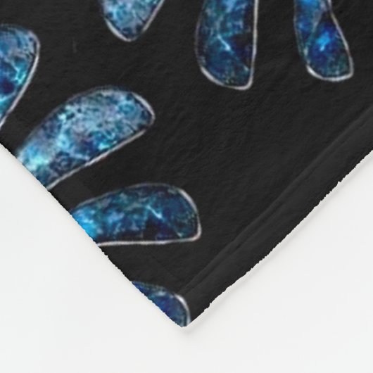 Blue Shimmer Floral Fleece Deken (Hoek)