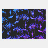 Blue Shimmer Floral Inpakpapier Vel (Voorkant 2)