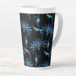 Blue Shimmer Floral Latte Mok