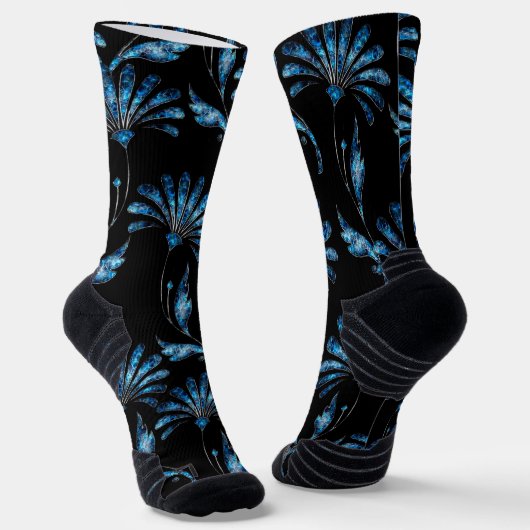 Blue Shimmer Floral Sokken (Gebogen)