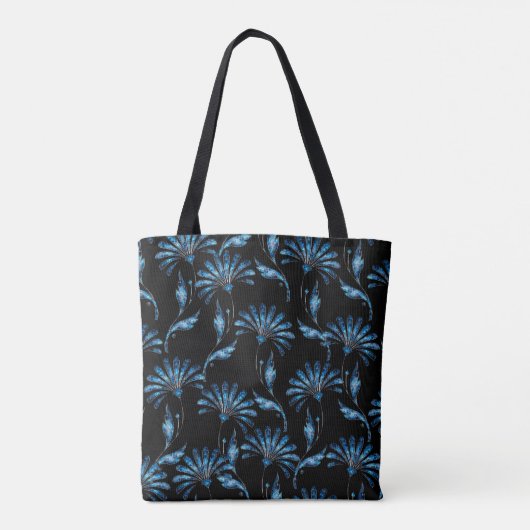Blue Shimmer Floral Tote Bag (Achterkant)