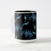 Blue Shimmer Floral Tweekleurige Koffiemok (Voorkant links)