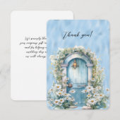 Blue Shimmer Garden Door Daisy Flat Dank u kaart (Voorkant / Achterkant)