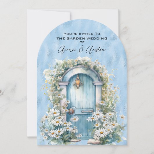 Blue Shimmer Garden Door Daisy Kaart (Voorkant)