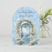 Blue Shimmer Garden Door Daisy Kaart (Staand voorkant)