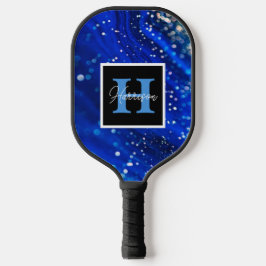 Blue Shimmer Name & Monogram Personalized Pickleball Paddle