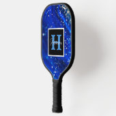 Blue Shimmer Name & Monogram Personalized Pickleball Paddle (Links)