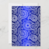 Blue Shimmer Satin & Paisley Wedding Invitation Kaart (Voorkant)