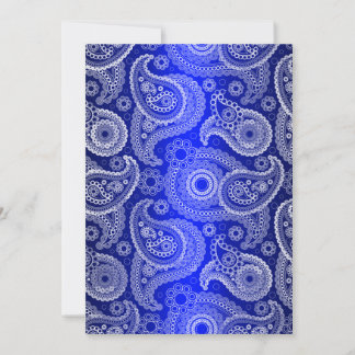 Blue Shimmer Satin & Paisley Wedding Invitation Kaart