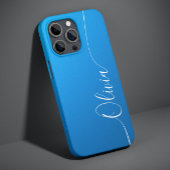 Blue Shimmer White Elegant Calligraphy Script Name Case-Mate iPhone Case