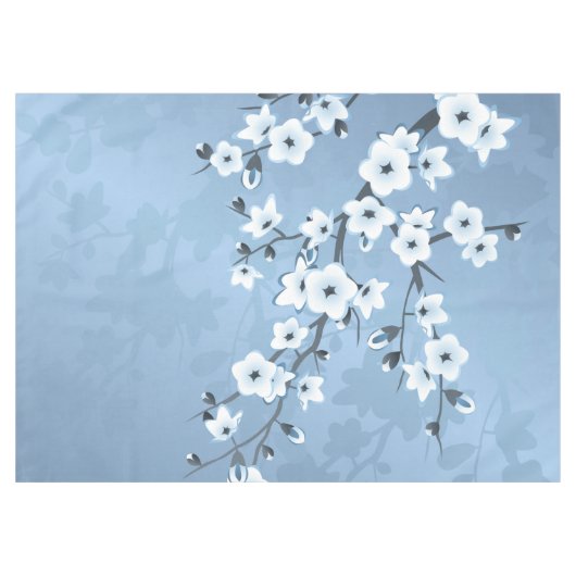 Blue Shimmering Cherry Blossom Tafelkleed (Voorkant (Horizontaal))