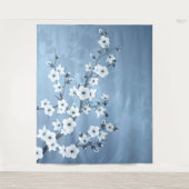 Blue Shimmering Cherry Blossom Wandkleed (Voorkant)