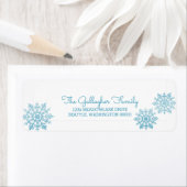 Blue Shimmering Chic Snowflake Holiday Etiket (Insitu)