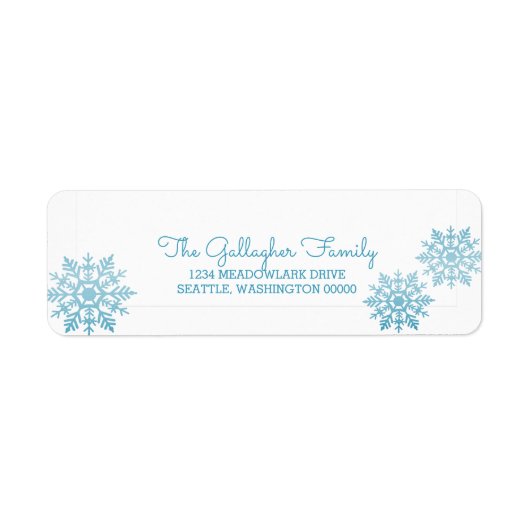 Blue Shimmering Chic Snowflake Holiday Etiket (Voorkant)