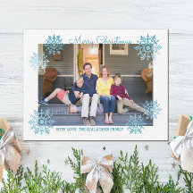 Blue Shimmering Chic Snowflake Holiday Foto