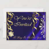Blue Shimmering Soiree New Years Eve Invitation Kaart (Voorkant)