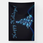 Blue Shine of Stars Kerstboom Donkere Feestdagen Spandoek (Verticaal)