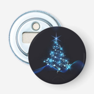 Blue Shine of Stars op de kerstboom Button Flesopener