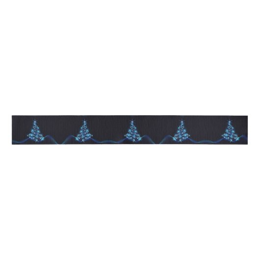 Blue Shine of Stars op de kerstboom Grosgrain Lint (Voorkant)
