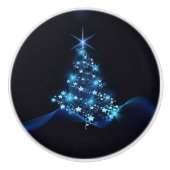 Blue Shine of Stars op de kerstboom Keramische Knop (Voorkant)