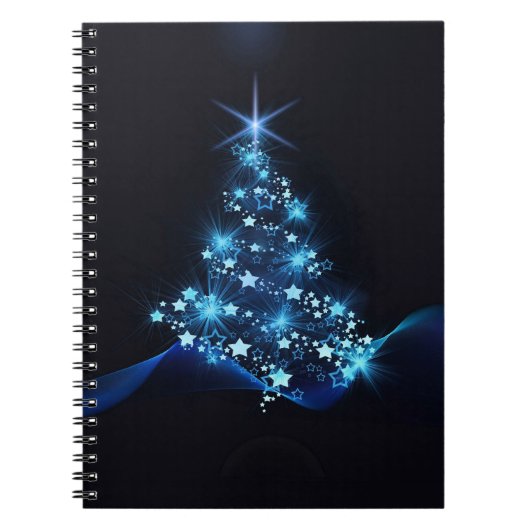Blue Shine of Stars op de kerstboom Notitieboek (Voorkant)