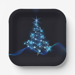 Blue Shine of Stars op de kerstboom Papieren Bordje