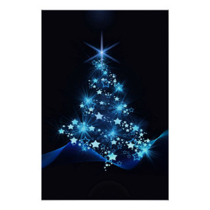 Blue Shine of Stars op de kerstboom Perfect Poster