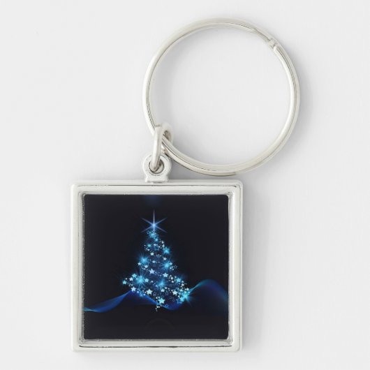 Blue Shine of Stars op de kerstboom Sleutelhanger (Voorkant)